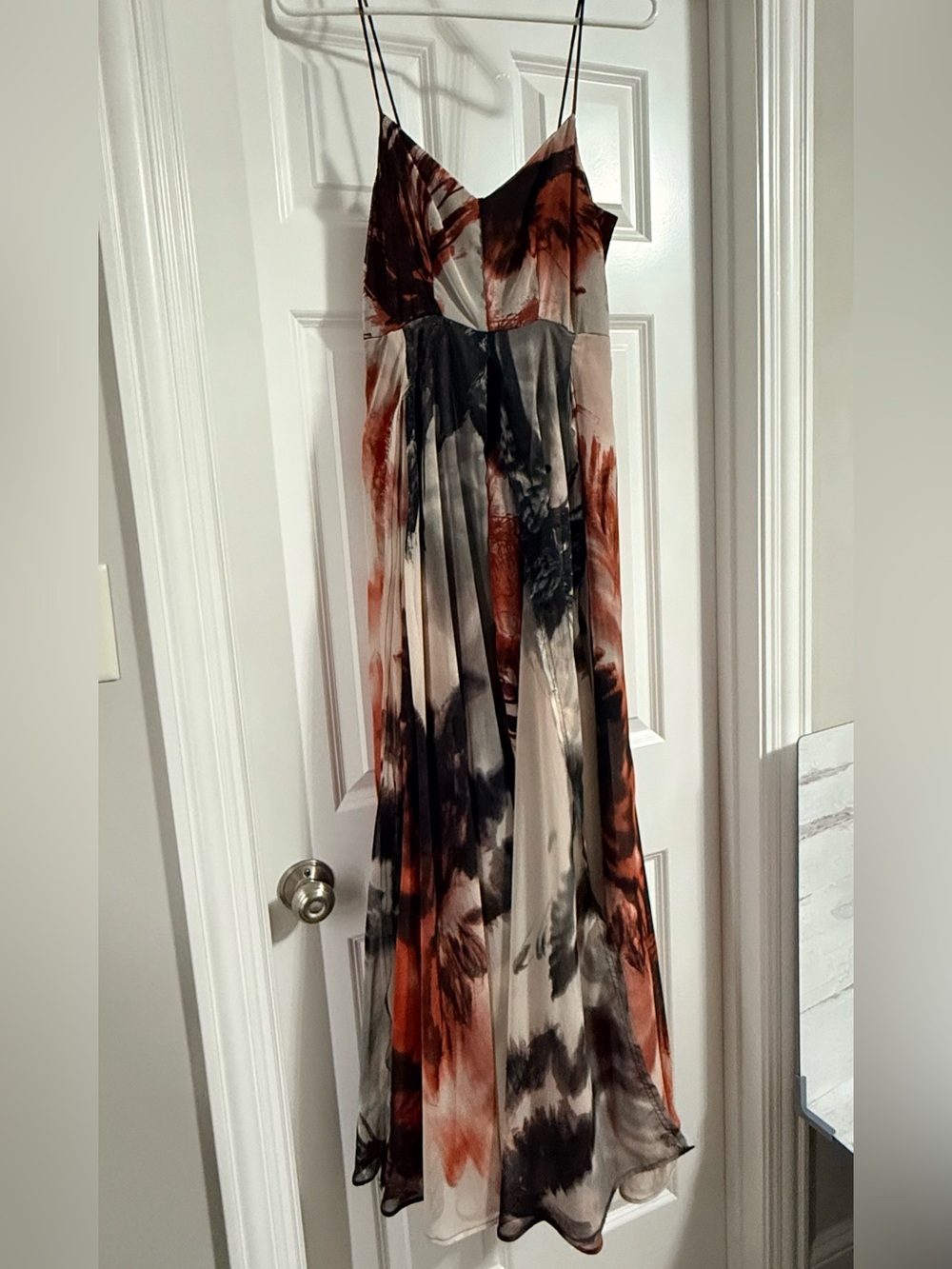 Religion Sleeveless Red & Black Watercolor Maxi Dress Worn Once
